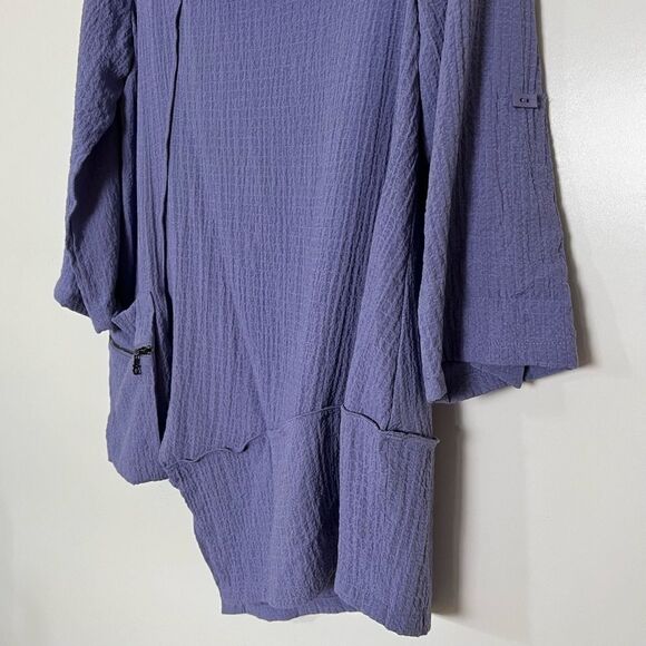 Ali Miles Lagenlook Tunic Cowl Neck Asymmetrical 3/4 Sleeve Top Purple Small - Picture 5 of 11